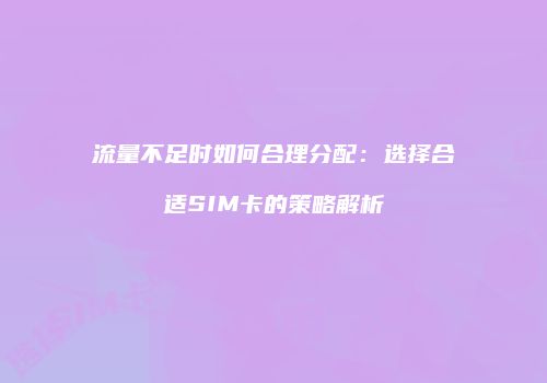 流量不足时如何合理分配：选择合适SIM卡的策略解析