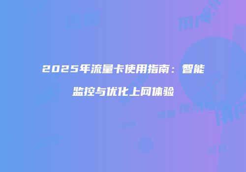 2025年流量卡使用指南：智能监控与优化上网体验