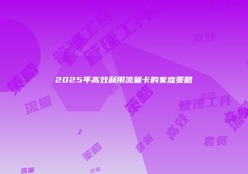 2025年高效利用流量卡的家庭策略