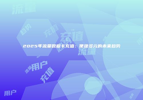 2025年流量数据卡充值:便捷多元的未来趋势
