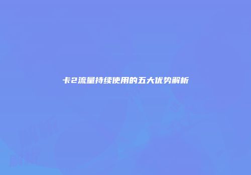 卡2流量持续使用的五大优势解析