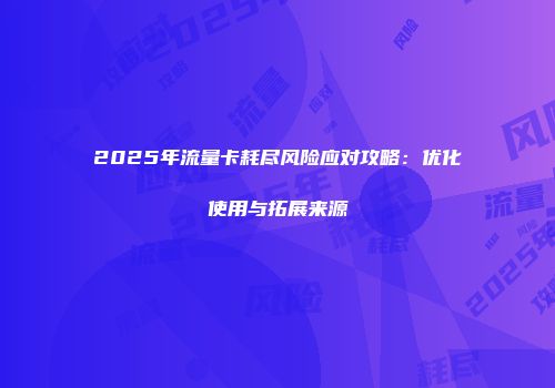 2025年流量卡耗尽风险应对攻略：优化使用与拓展来源