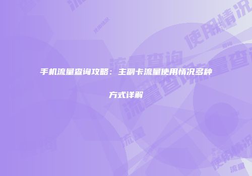 手机流量查询攻略：主副卡流量使用情况多种方式详解