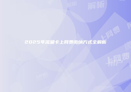 2025年流量卡上网费缴纳方式全解析