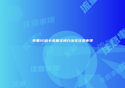 苹果12副卡流量关闭方法及注意事项