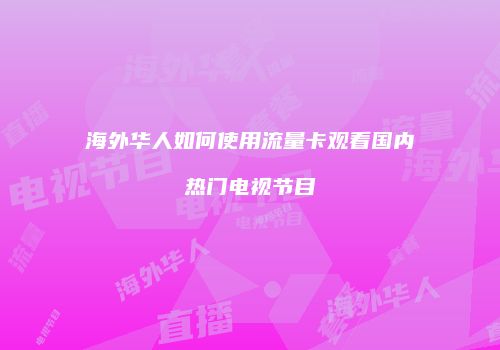 海外华人如何使用流量卡观看国内热门电视节目