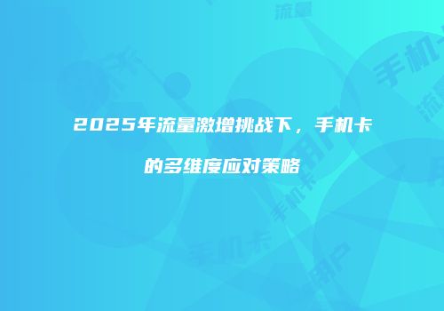 2025年流量激增挑战下，手机卡的多维度应对策略