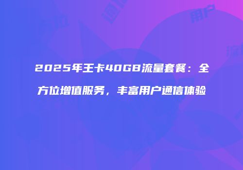 2025年王卡40GB流量套餐:全方位增值服务,丰富用户通信体验