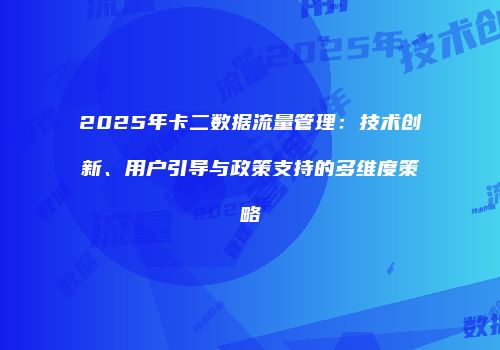 2025年卡二数据流量管理：技术创新、用户引导与政策支持的多维度策略
