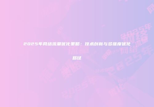 2025年网络流量优化策略:技术创新与多维度优化路径