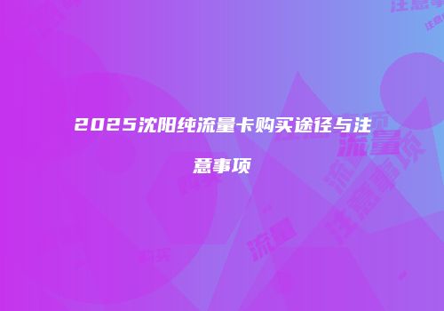 2025沈阳纯流量卡购买途径与注意事项