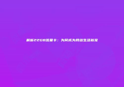 解析22GB流量卡：为何成为网络生活新宠