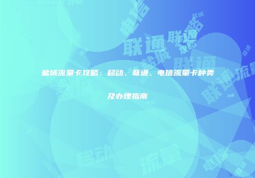 盐城流量卡攻略:移动、联通、电信流量卡种类及办理指南