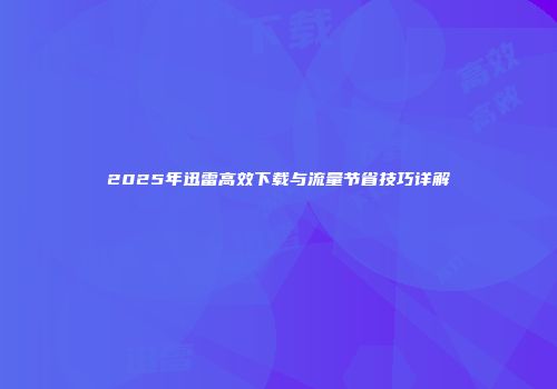 2025年迅雷高效下载与流量节省技巧详解