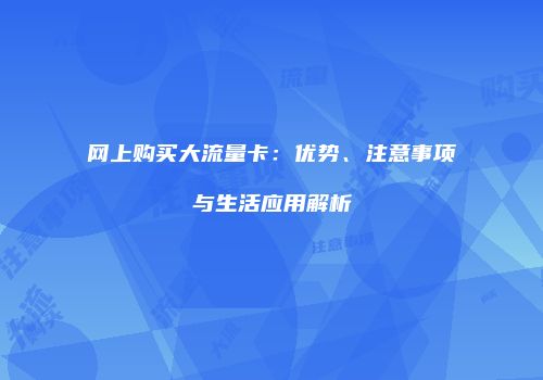 网上购买大流量卡：优势、注意事项与生活应用解析
