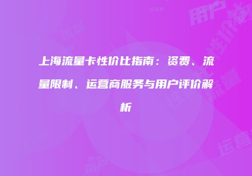 上海流量卡性价比指南：资费、流量限制、运营商服务与用户评价解析