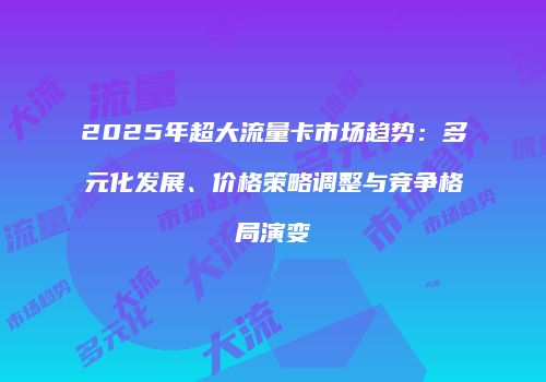 2025年超大流量卡市场趋势：多元化发展、价格策略调整与竞争格局演变
