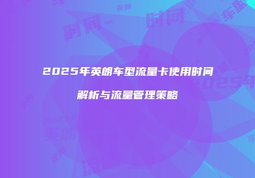 2025年英朗车型流量卡使用时间解析与流量管理策略