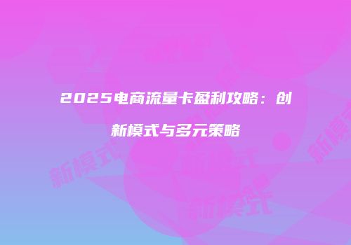 2025电商流量卡盈利攻略:创新模式与多元策略