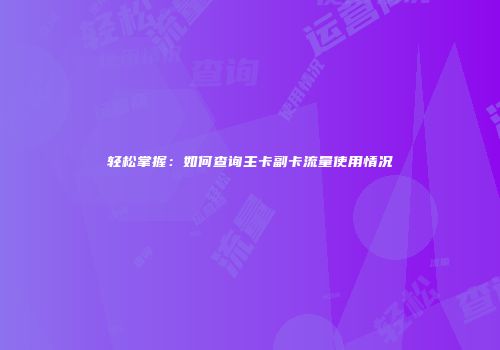 轻松掌握:如何查询主卡副卡流量使用情况
