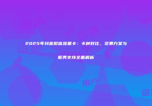2025年抖音微信流量卡：卡种对比、资费方案与服务支持全面解析