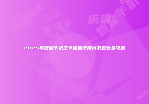 2025年智能手机主卡流量使用情况查看全攻略