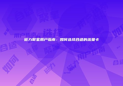 磁力聚星用户指南:如何选择合适的流量卡
