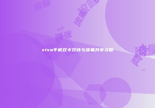 vivo手机双卡双待与流量共享攻略