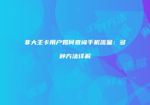 非大王卡用户如何查询手机流量:多种方法详解
