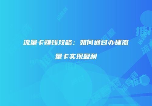 流量卡赚钱攻略:如何通过办理流量卡实现盈利