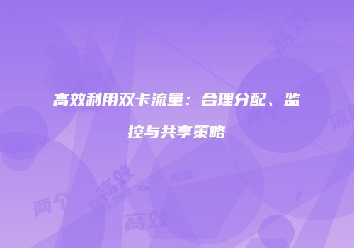 高效利用双卡流量:合理分配、监控与共享策略