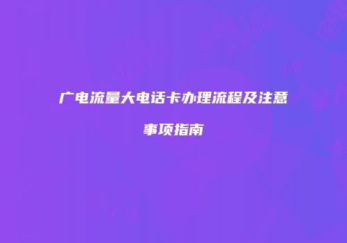 广电流量大电话卡办理流程及注意事项指南