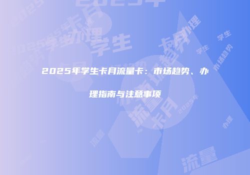 2025年学生卡月流量卡：市场趋势、办理指南与注意事项