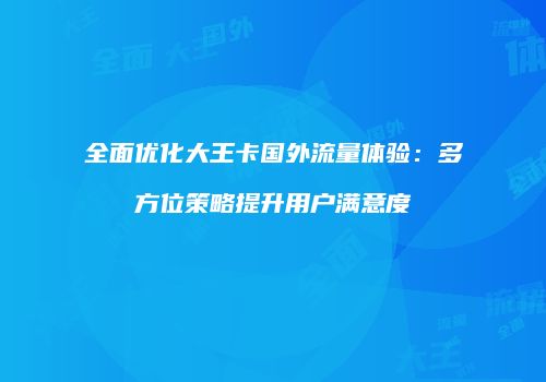 全面优化大王卡国外流量体验:多方位策略提升用户满意度