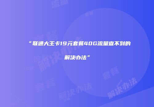“联通大王卡19元套餐40G流量查不到的解决办法”