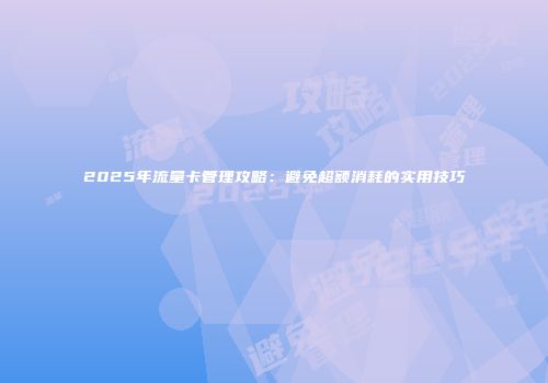 2025年流量卡管理攻略:避免超额消耗的实用技巧