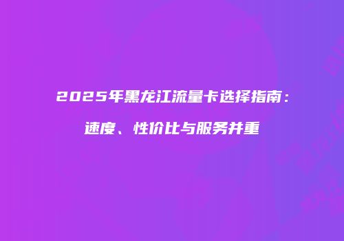 2025年黑龙江流量卡选择指南：速度、性价比与服务并重