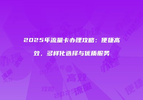 2025年流量卡办理攻略：便捷高效，多样化选择与优质服务