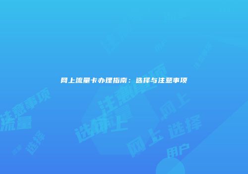 网上流量卡办理指南:选择与注意事项