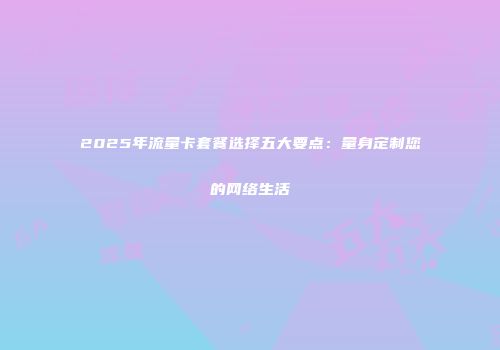2025年流量卡套餐选择五大要点:量身定制您的网络生活