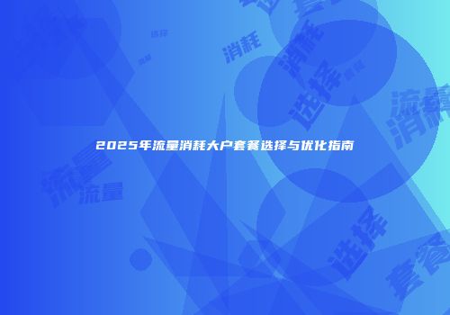 2025年流量消耗大户套餐选择与优化指南