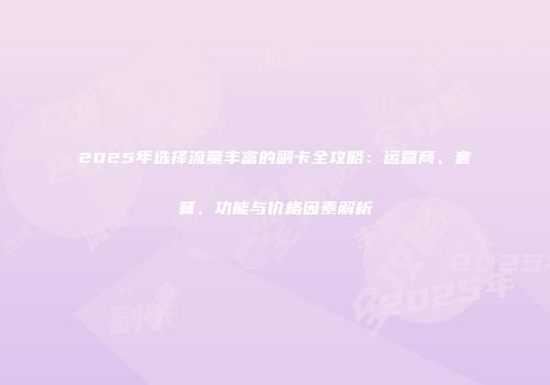 2025年选择流量丰富的副卡全攻略:运营商、套餐、功能与价格因素解析