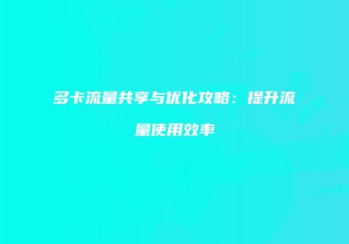 多卡流量共享与优化攻略：提升流量使用效率