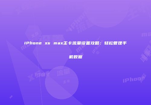 iPhone xs max主卡流量设置攻略：轻松管理手机数据