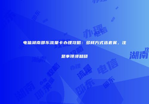 电信湖南邵东流量卡办理攻略:多样方式选套餐,注意事项须知晓