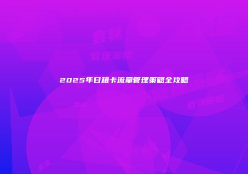 2025年日租卡流量管理策略全攻略