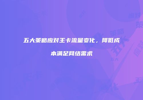 五大策略应对王卡流量变化,降低成本满足网络需求