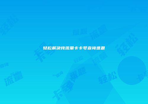 轻松解决纯流量卡卡号查询难题