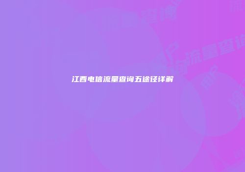 江西电信流量查询五途径详解