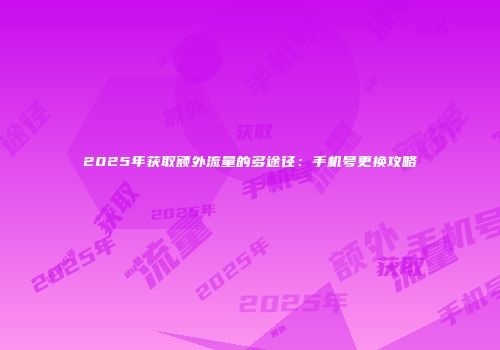 2025年获取额外流量的多途径:手机号更换攻略